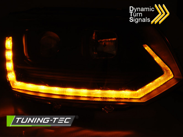 LED Tagfahrlicht Scheinwerfer für VW T5 GP (Facelift) 10-15 schwarz im T6 Design mit dynamischem LED Blinker